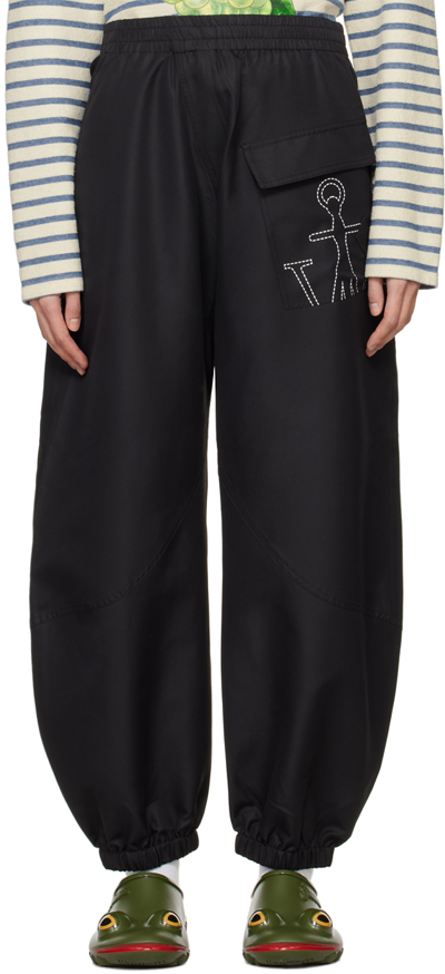 Jw Anderson Elasticated Nylon Pant With Functional Pockets In Black
