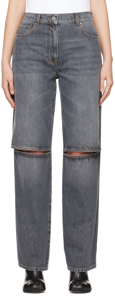 Jw Anderson Cutout High-rise Straight-leg Jeans In Grey