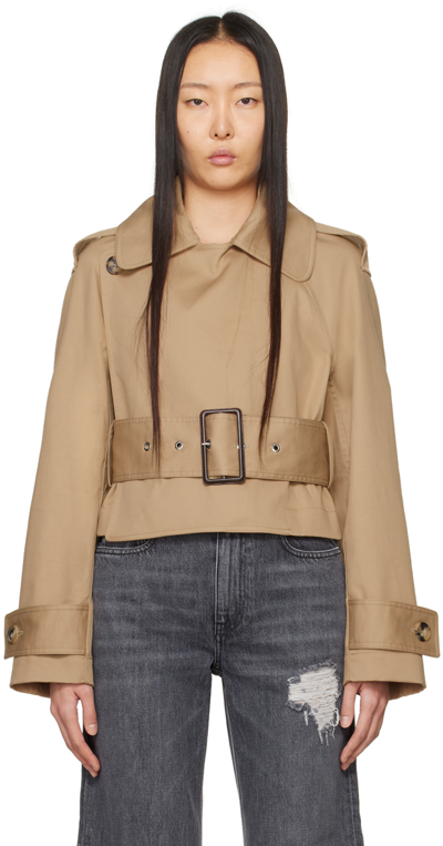 Jw Anderson Cropped Cotton Trench Jacket In Beige