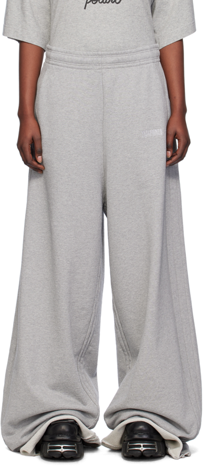 Vetements Gray Rolled Cuff Lounge Pants In Grey Melange