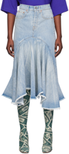 VETEMENTS BLUE FLARED DENIM MIDI SKIRT