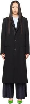 Jw Anderson Black Buttoned Coat In 999 Black