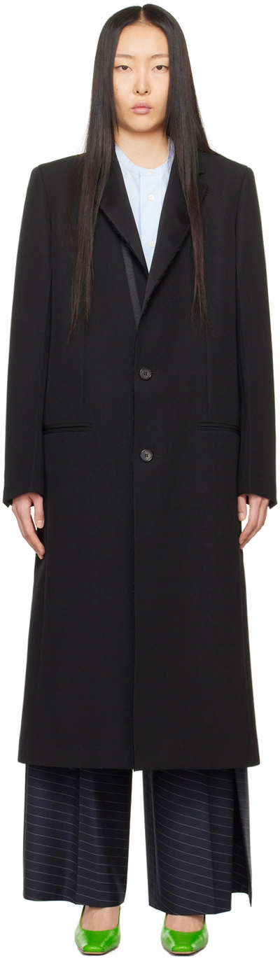 Jw Anderson Black Buttoned Coat In 999 Black