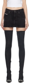Diesel Mid-rise Denim Miniskirt In Black
