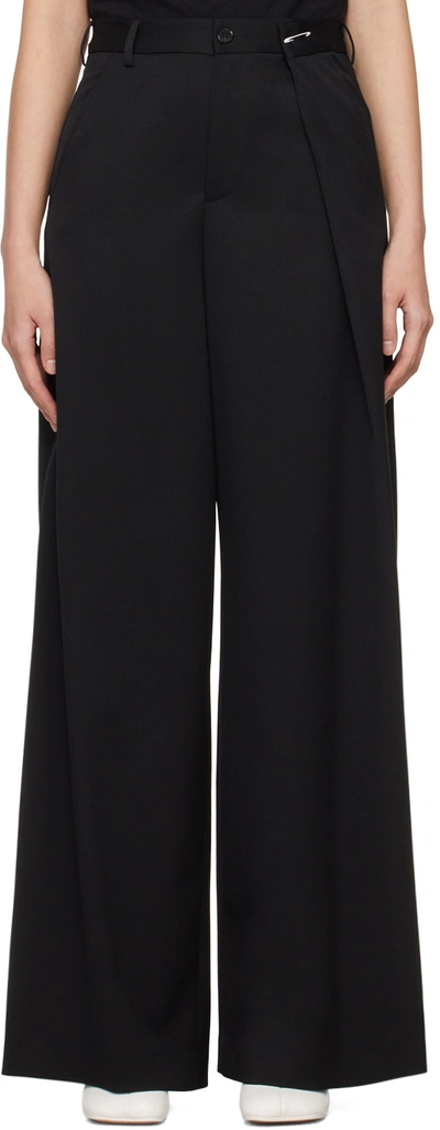 Mm6 Maison Margiela Folded-detail Tailored Palazzo Pants In Black