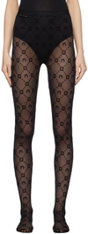 MARINE SERRE BLACK MOONOGRAM FLOCKED MESH TIGHTS