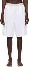 Versace Pattern Elastic Waist Swimming Trunks In 2w110-white+gold