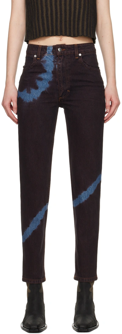 Eckhaus Latta Brown & Indigo Straight-leg Jeans In Rope