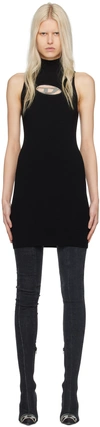 Diesel Short Dress With Cut-out And Logo Plaque In Black