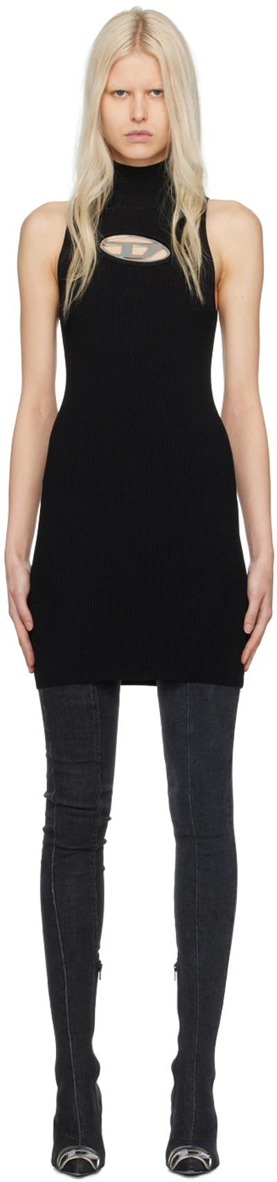 Diesel Short Dress With Cut-out And Logo Plaque In Black