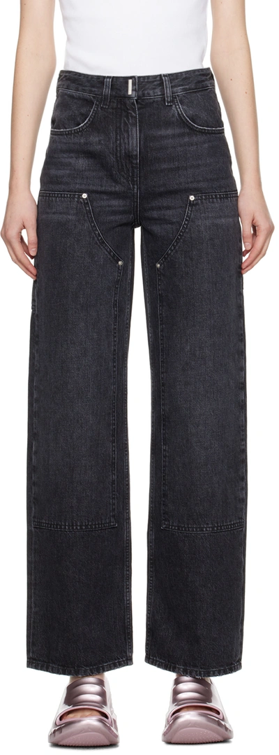 Givenchy Black Reinforced Panel Jeans In 011-faded Black