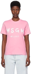 Msgm Logo Print T-shirt In Pink