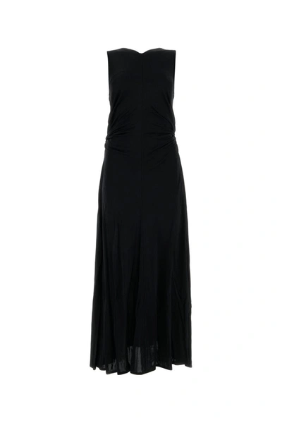 Bottega Veneta Long Dress In Viscose Jersey With Knot Ring In Black