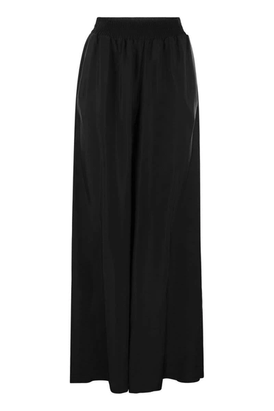 Fabiana Filippi Wide Trousers In Cupro Twill In Black