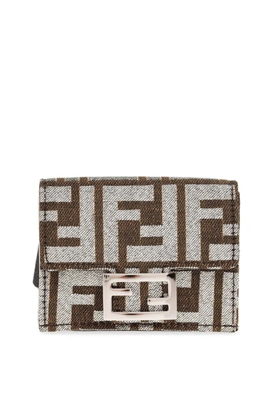 Fendi Baguette Micro Trifold Wallet In Brown