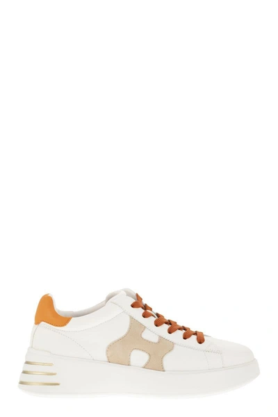 Hogan Rebel - Sneakers In White/orange/beige