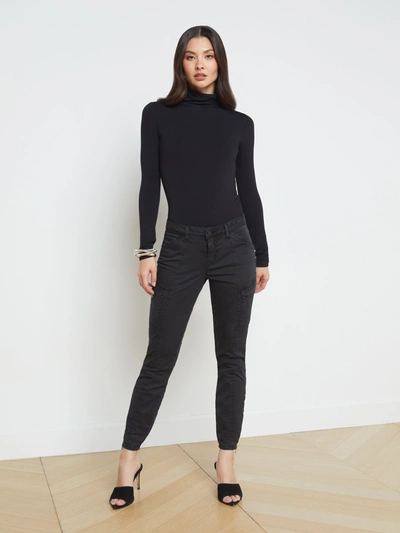 L Agence Patton Cargo Skinny Pant In Worn Black