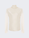 Saint Laurent Blouse With Hooded Back Collar In Silk Crepe Satin In Craie