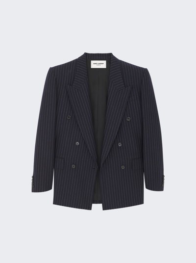 Saint Laurent Oversized Blazer In Marine Creie