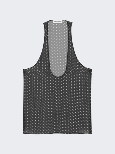 Saint Laurent Polka Dot-print Silk Top In Marron Craie