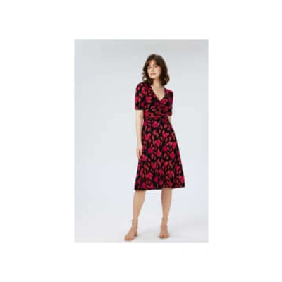 Diane Von Furstenberg Koren Geometric Reversible Midi Dress Col: Red M