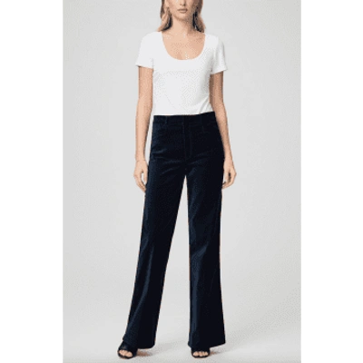 Paige Clean Front Leenah Trousers In Blue