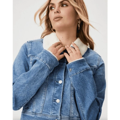 Paige Relaxed Vivienne Crop Jacket In Blue