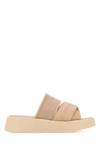 CHLOÉ CHLOE WOMAN SKIN PINK FABRIC AND LEATHER MILA SLIPPERS