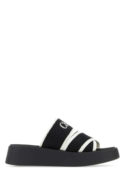 Chloé 35mm Mila Canvas Flat Shoes In White,black