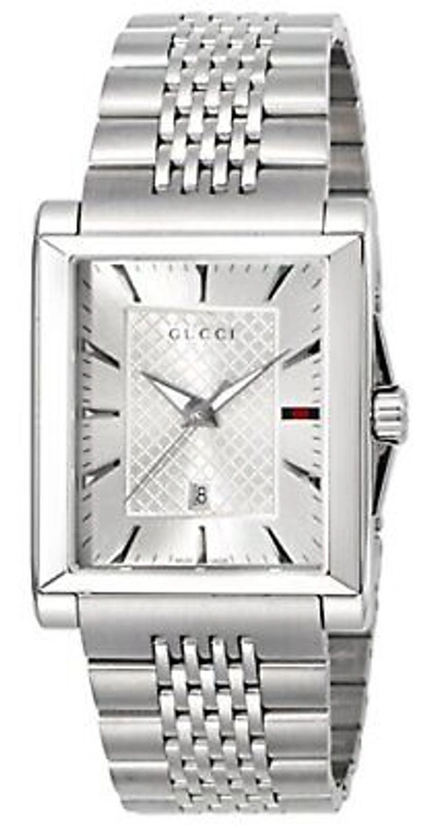 Pre-owned Gucci Watch Rectangle Silver Dial Date Ya138403 Mens F/s W/tracking Japan