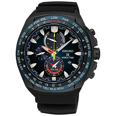 Pre-owned Seiko Prospex Ssc551p1 World Time Solar Watch V195 10 Atm Chronograph Watch