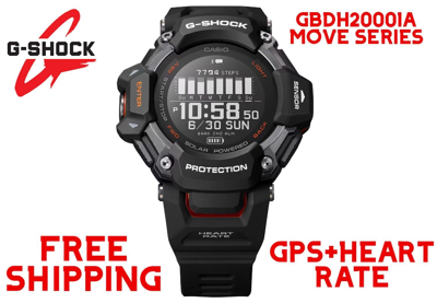 Pre-owned Casio G-shock Gbd-h2000-1a Move Series Gps + Heart Rate Monitor Watch - Black, Fitness