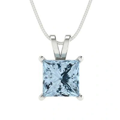 Pre-owned Pucci 2.0 Ct Princess Cut Lab Created Gem Pendant Necklace 18" Chain 14k White Gold