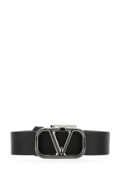 Valentino Garavani Man Black Leather Vlogo Bracelet