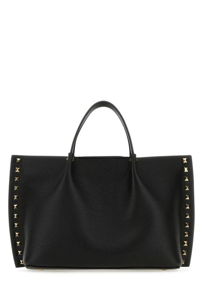 Valentino Garavani Woman Black Leather Rockstud Handbag