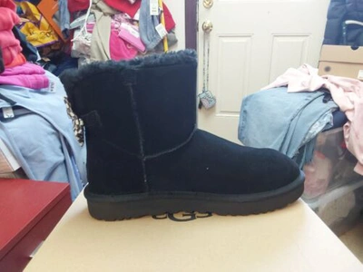 Pre-owned Ugg Womens Mini Bailey Bow Checker Black 10