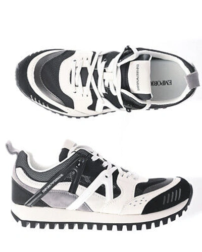 Pre-owned Emporio Armani Shoes Sneaker  Man Sz. Us 10 X4x555xn195 Q837 Black