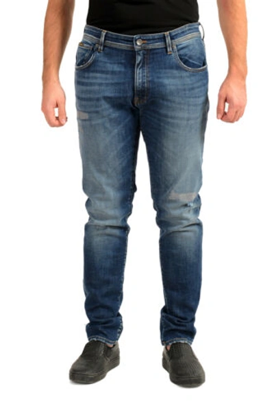 Pre-owned Dolce & Gabbana Men's Blue Slim Super Stretch Distressed Jeans Us 30 It 46