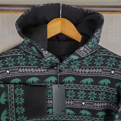 Pre-owned Greyson $295 Mens Size 2xl Wool/cashmere Wolf Fair Isle Hoodie Sweater Golf In Green