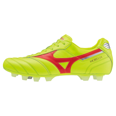 Pre-owned Mizuno Morelia Ii Japan P1ga2401 45 Safety Yellow Fairy Coral Soccer Cleats In Yellow, Coral