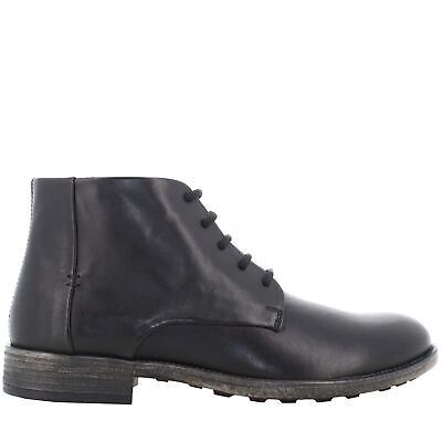 Pre-owned Antica Cuoieria A23us Men's Shoes Ankle Boots 22740-d-vh4 Delave' Black