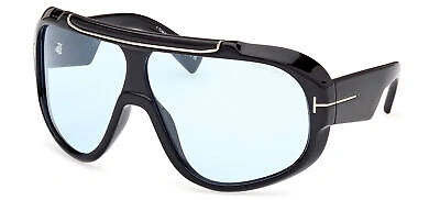 Pre-owned Tom Ford Rellen Ft 1093 Black/blue 71/7/120 Unisex Sunglasses