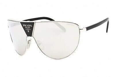 Pre-owned Prada Pr 69zs 1bc2b0 Sunglasses Silver Frame Grey Silver Mirror Lenses 13mm In Gray
