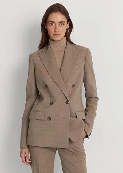 Pre-owned Lauren Ralph Lauren Women's Plus 18 Wool Crepe Blazer $345 In Brown