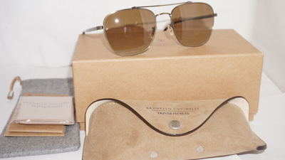 Pre-owned Oliver Peoples Brunello Cucinelli Sunglasse Marsan Ov1322st 5284q4 55 18 145 In Chrome Amber Photochromic