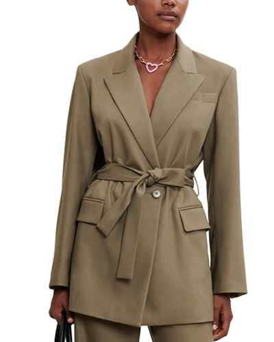 Pre-owned Maje Wool-blend Suit Blazer Women's In Beige