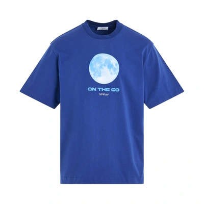 Off-white Onthego Moon Slim Cotton T-shirt In Dark Blue