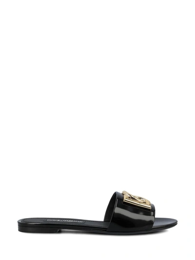 Dolce & Gabbana Sandal With Logo In Black