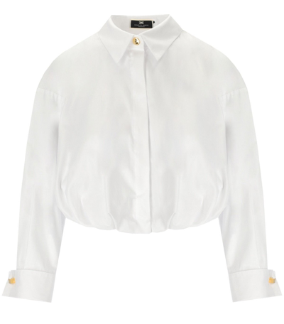 Elisabetta Franchi Weisses Popeline Crop-hemd In White