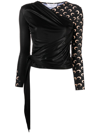 Marine Serre Regenerated Crescent Moon-print Top In Black